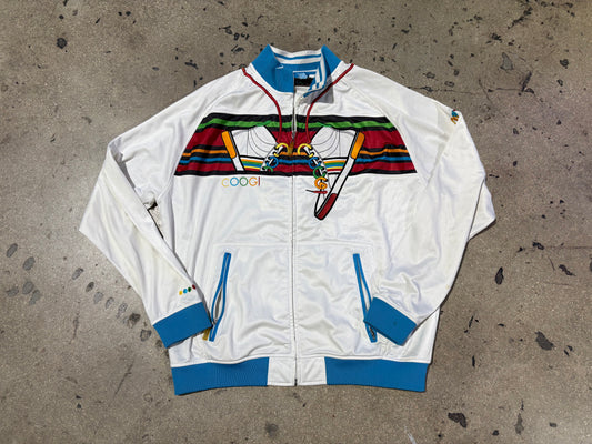 Coogi Sneakers Zip Up Track Jacket - White / Teal Size XXL