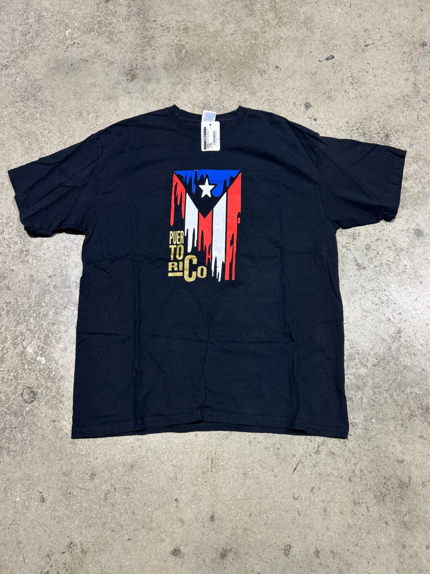 Puerto Rico Melting Flag Tee - Black Size XL