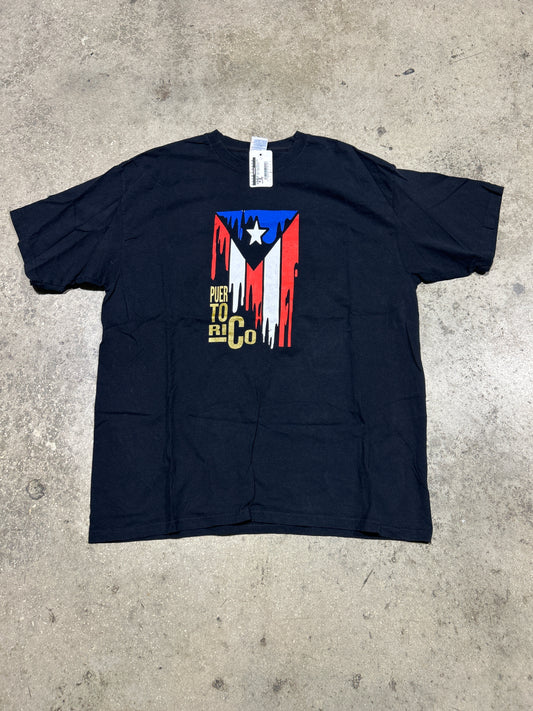 Puerto Rico Melting Flag Tee - Black Size XL