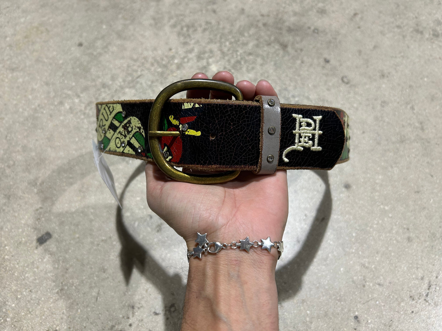 Ed Hardy Rose nad Dragon Bełt - Black/Multi Size 40