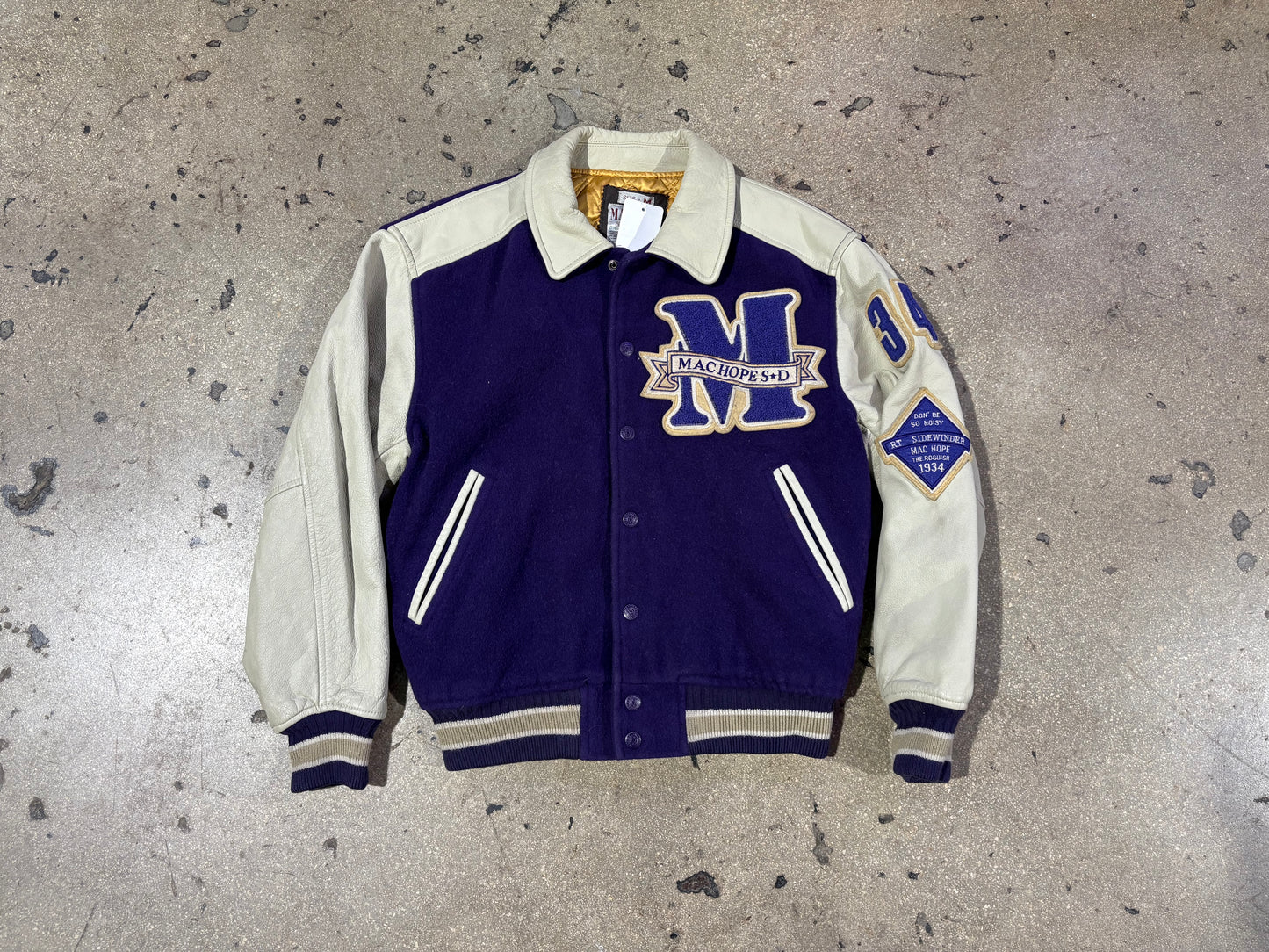Mac Hope Varsity Jacket - Purple/Khaki Size Medium
