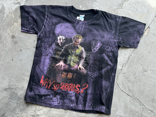 The Dark Knight Joker Why So Serious All Over Print Tee - Purple Size Medium