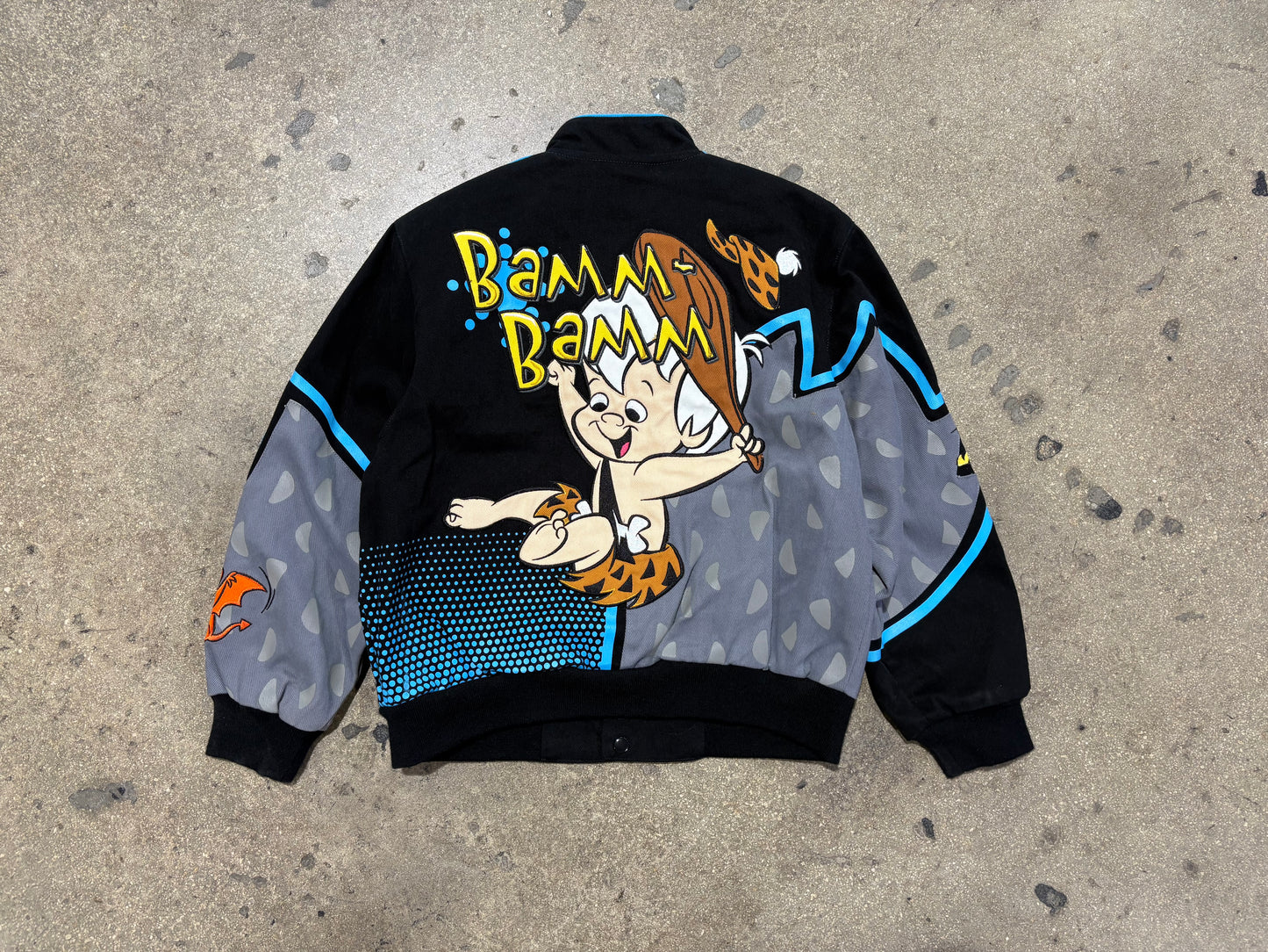 JH Design The Flintstones Racing Jacket - Black Size Youth Large