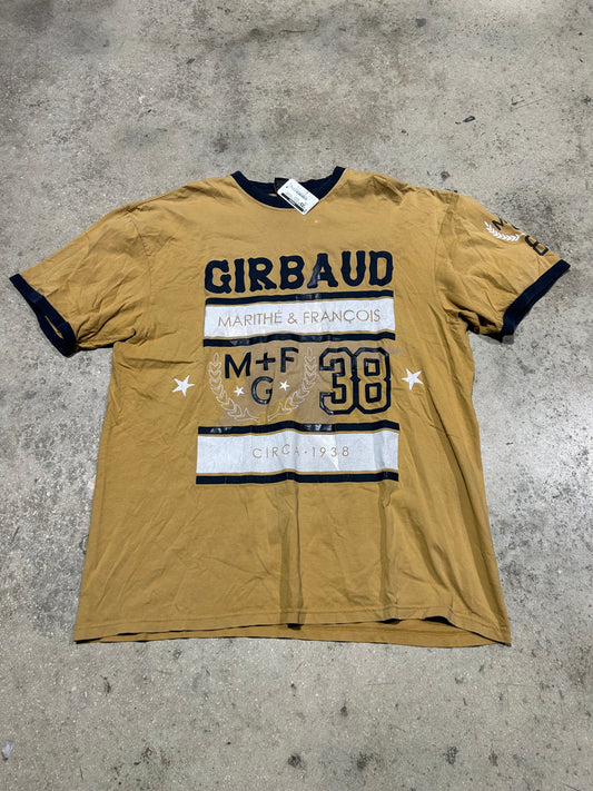 Marithe Francois Girbaud Logo Tee - Biege/Navy Size XXL