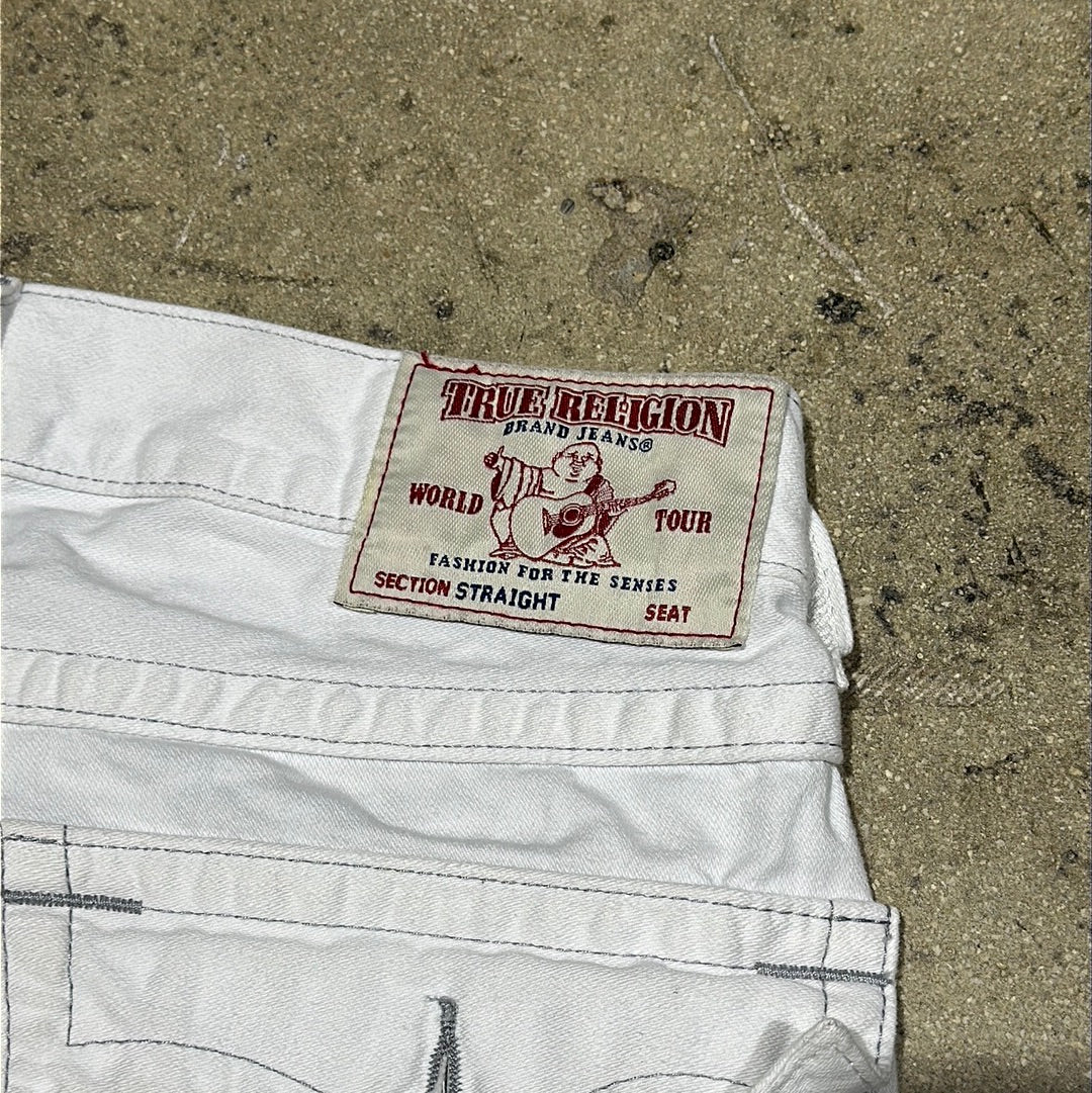 True Religion Straight Leg Denim Jeans - White Size 30x33