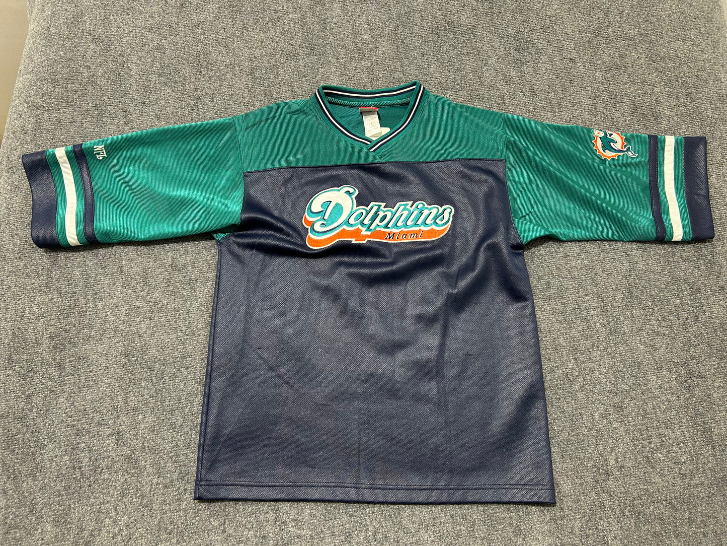 Miami Dolphins Pullover Shirt - Navy/Teal Size Large