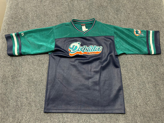 Miami Dolphins Pullover Shirt - Navy/Teal Size Large