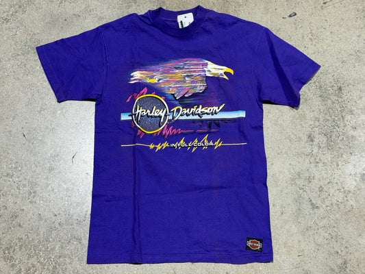 1990 Harley Davidson In Full Color Tee - Purple Size Medium