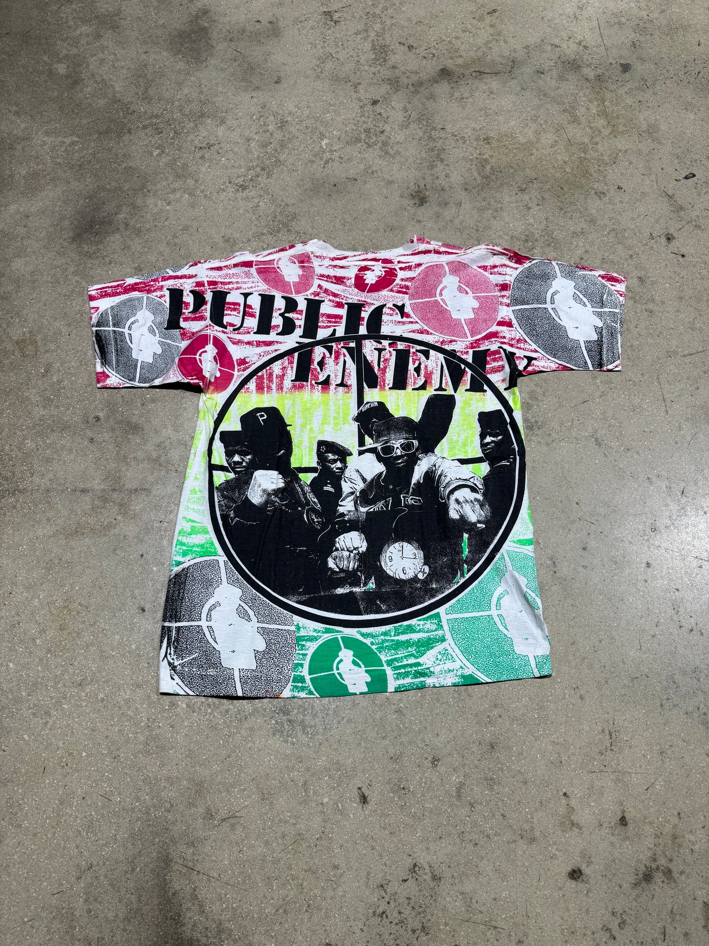 Public Enemy Double Sided All Over Tee - White Size Medium