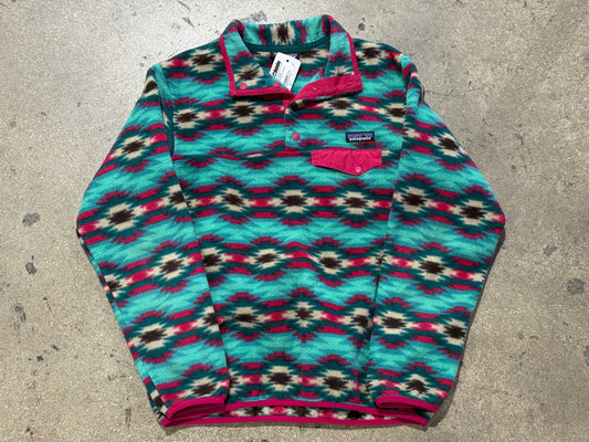 Patagonia Synchilla Zip Up Fleece Jacket - Green/Pink Size Medium