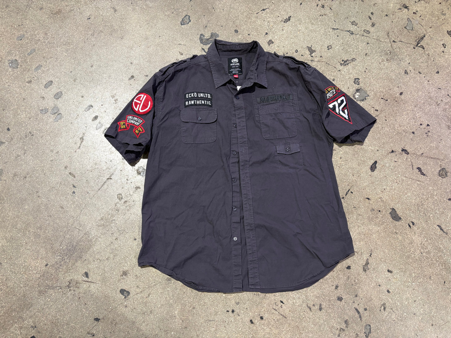 Ecko Work Button Shirt - Grey Size XXL