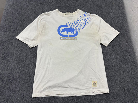 Ecko Unlimited Bird Fade Logo Tee - White / Blue Size XL