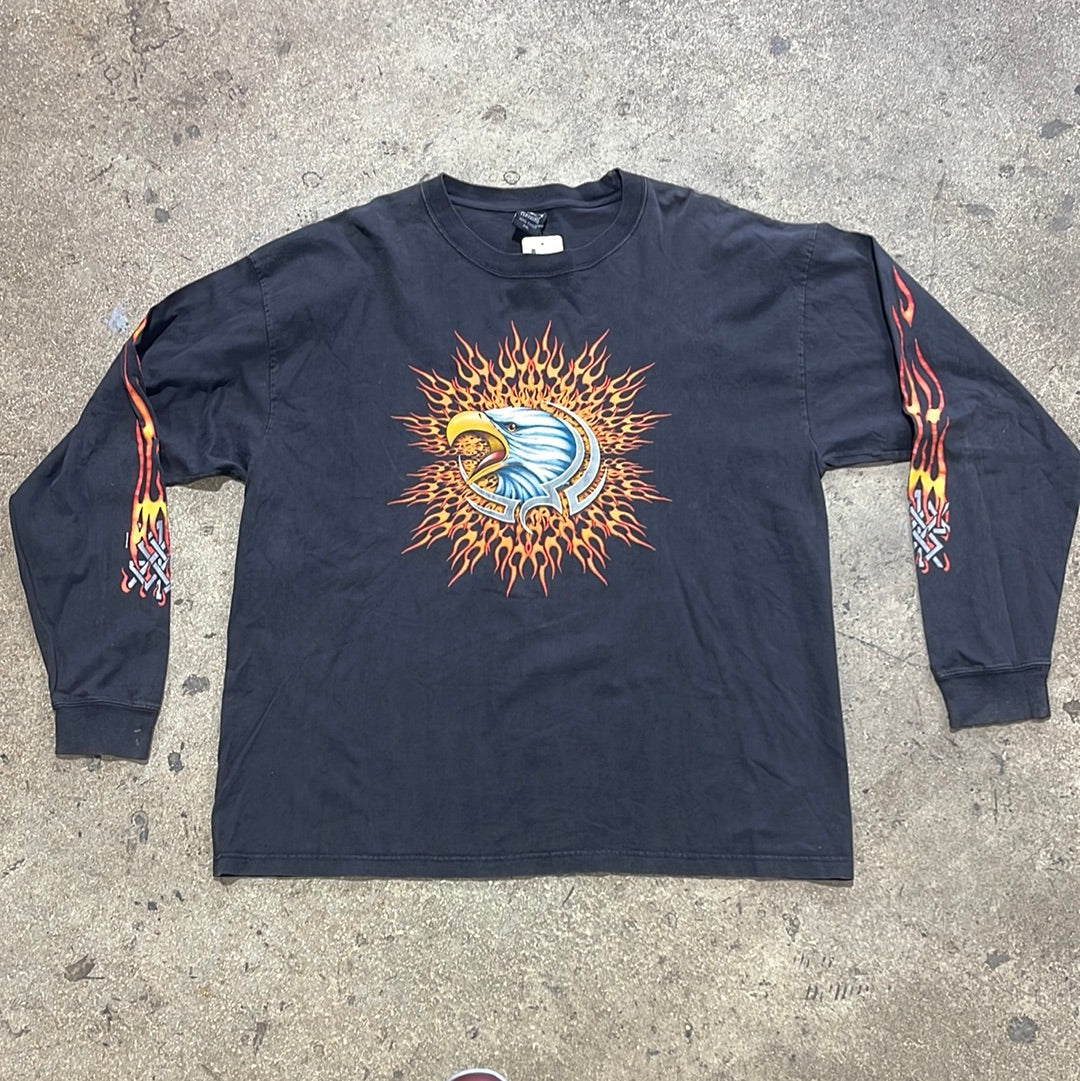 Eagle & Flames L/S Tee - Black Size XXL