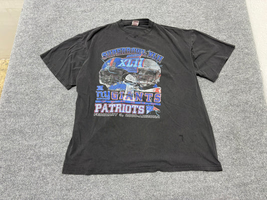 Super Bowl XLII Giants vs Patriots Tee - Black Size XXL