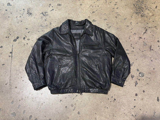 Jones New York 100% Leather Jacket - Black Size Large