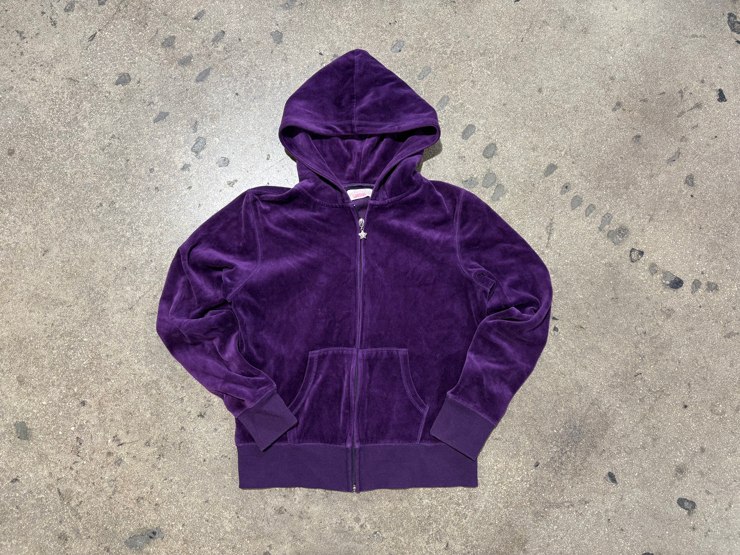 Womens Velour Star Zip Up Hoodie - Purple Size Medium