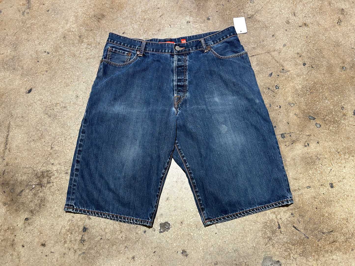 Ed Hardy Big Embroidered Denim Jean Shorts - Blue Size 40
