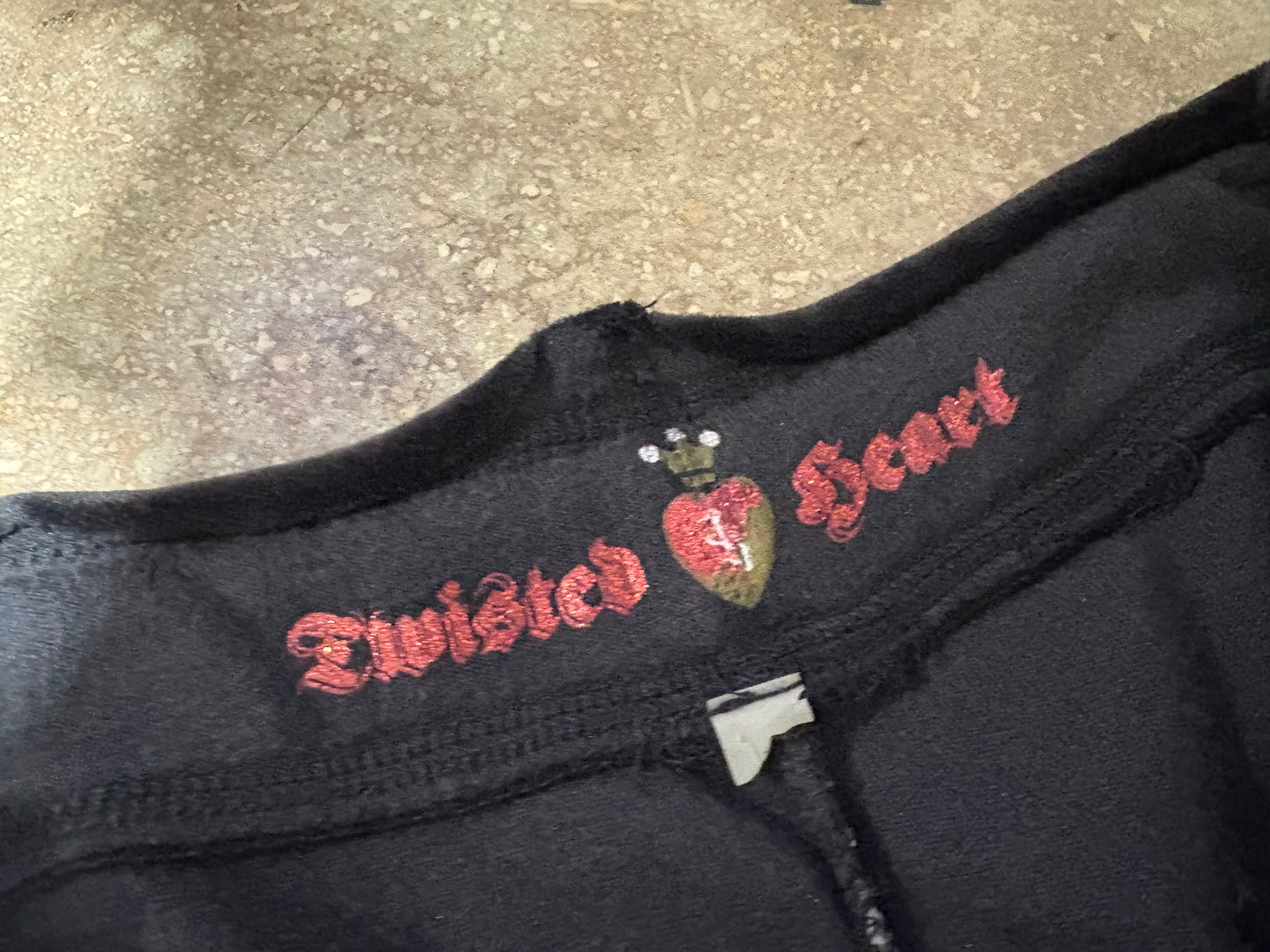 Twisted Heart Velour Sweatpants - Black Size Large