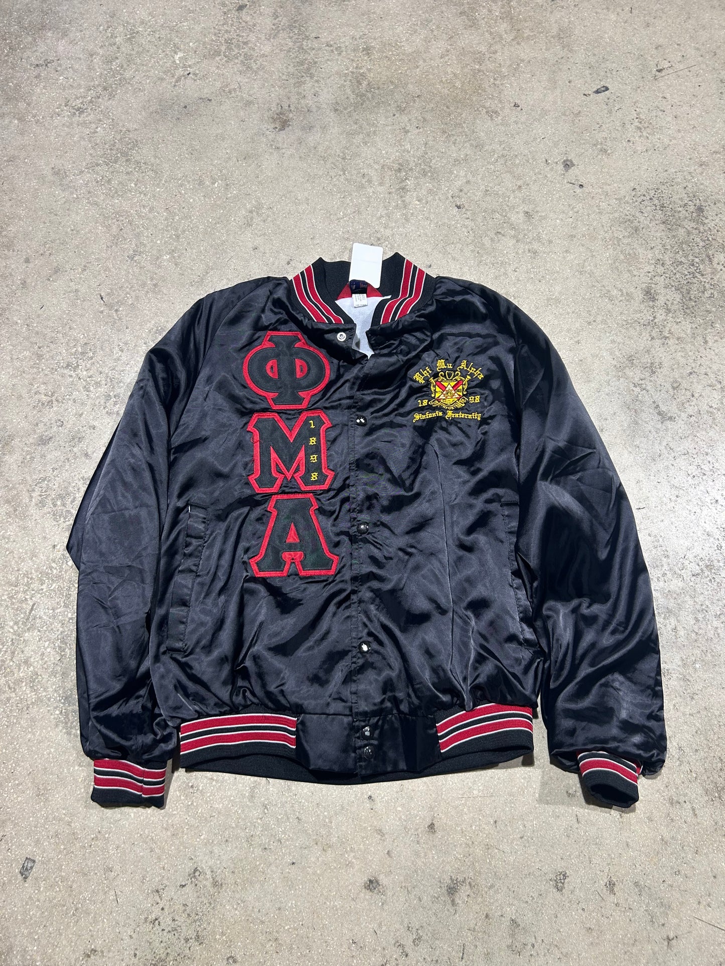 Phi Mu Alpha Sinfonia Fraternity Satin Jacket - Black Size Large