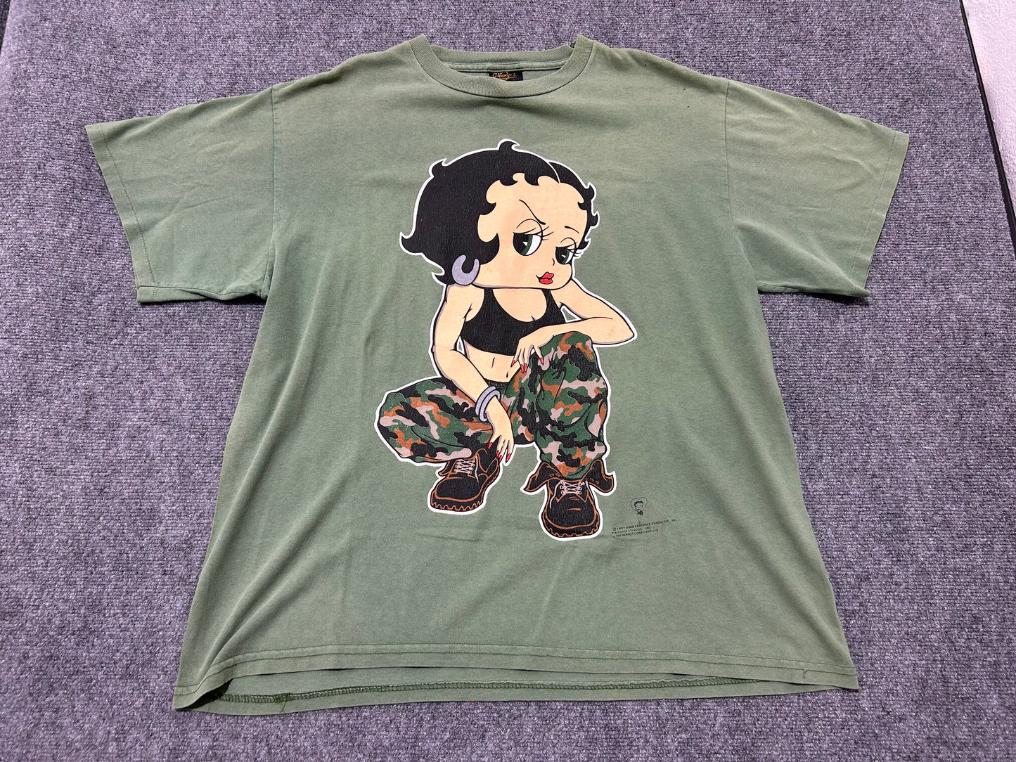 1997 Betty Boop Prison Pose Girls Rule Tee - Olive Size XL