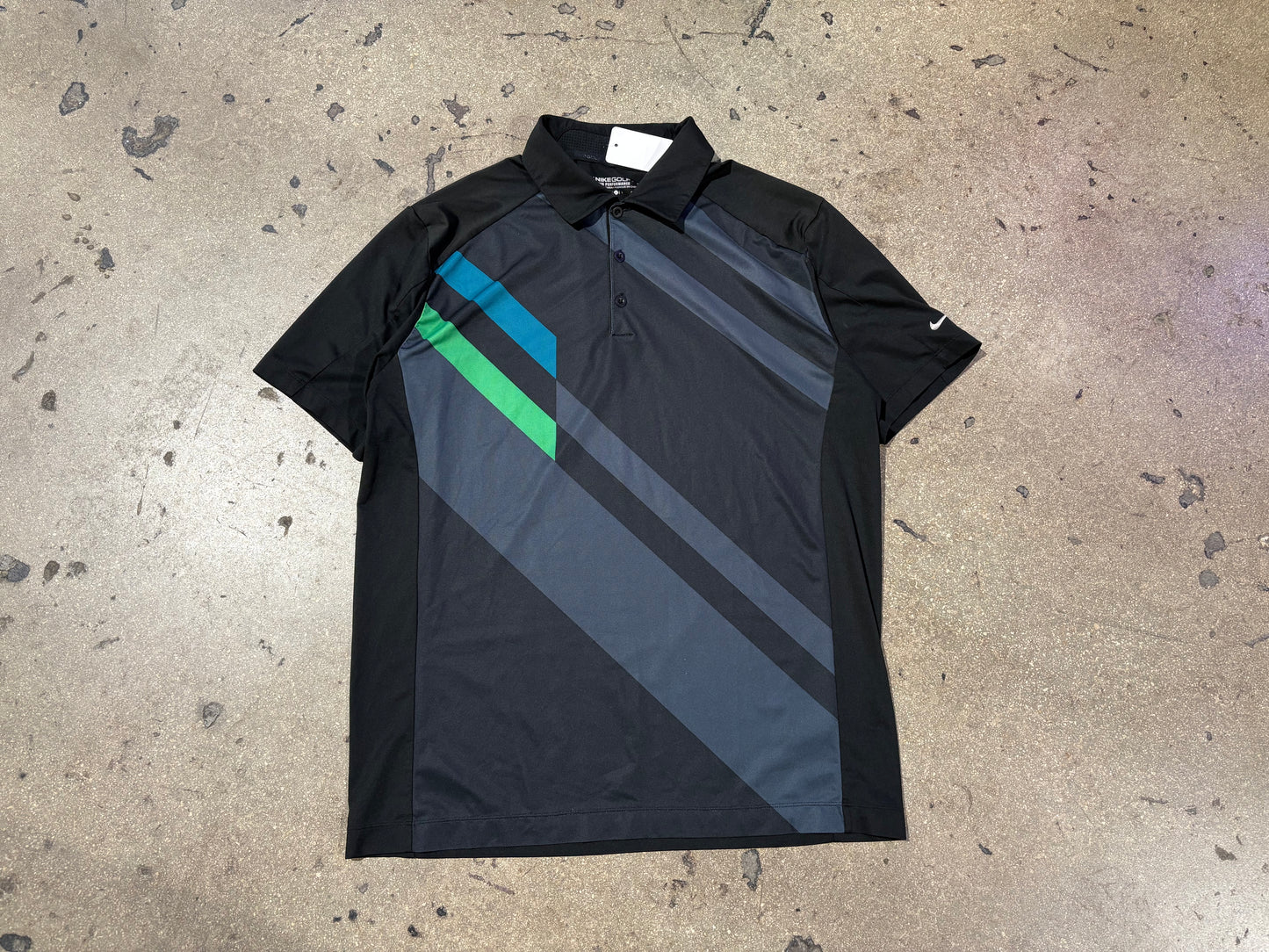 Nike Golf Polo Shirt - Black / Green Size Large