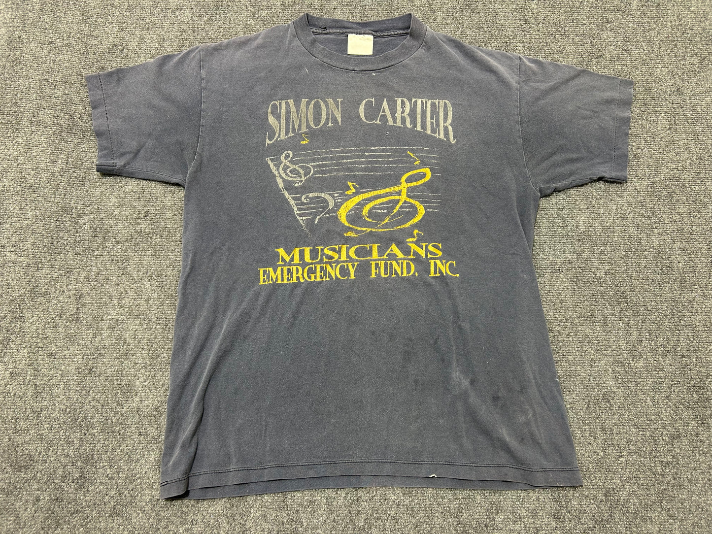 1992 Simon Carter Musicians Emergency Fund Tee - Black size Large
