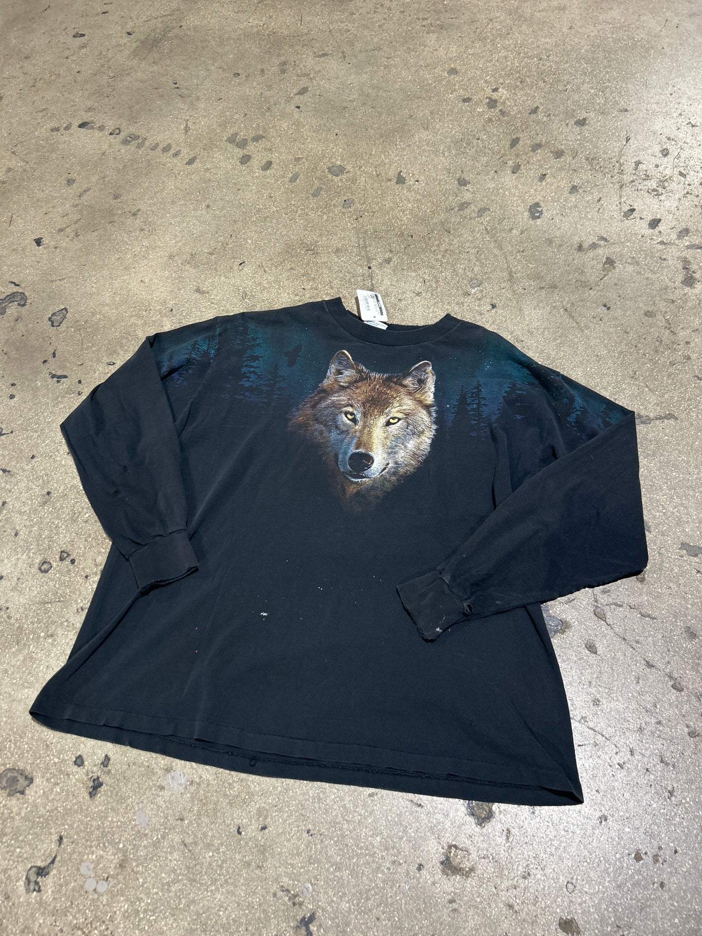 90s Lone Wolf In The Night Tee - Black Size XXL