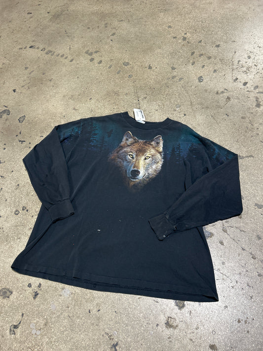 90s Lone Wolf In The Night Tee - Black Size XXL