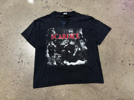 Scarface Collage Scene Tee - Black Size XL (REPAIRED NECK)