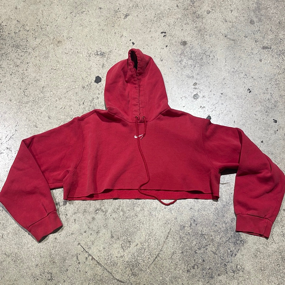 Women's Nike Center Swoosh Cropped Hoodie - Red Size Large