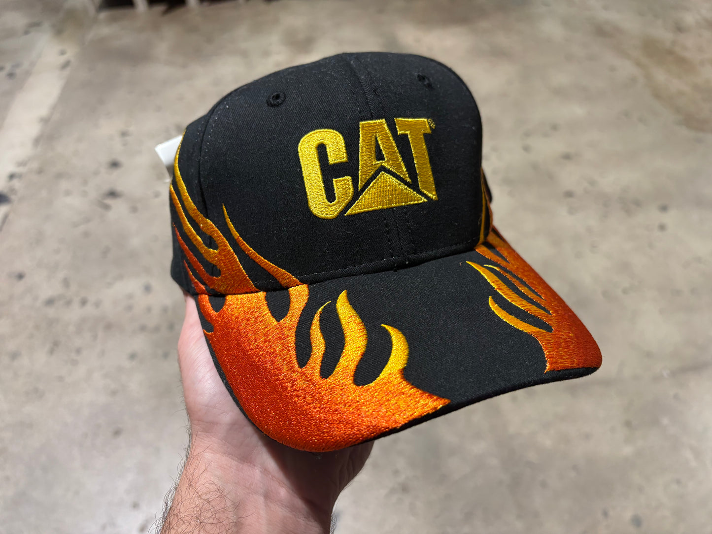 CAT Flames Racing Hat - Black / Orange