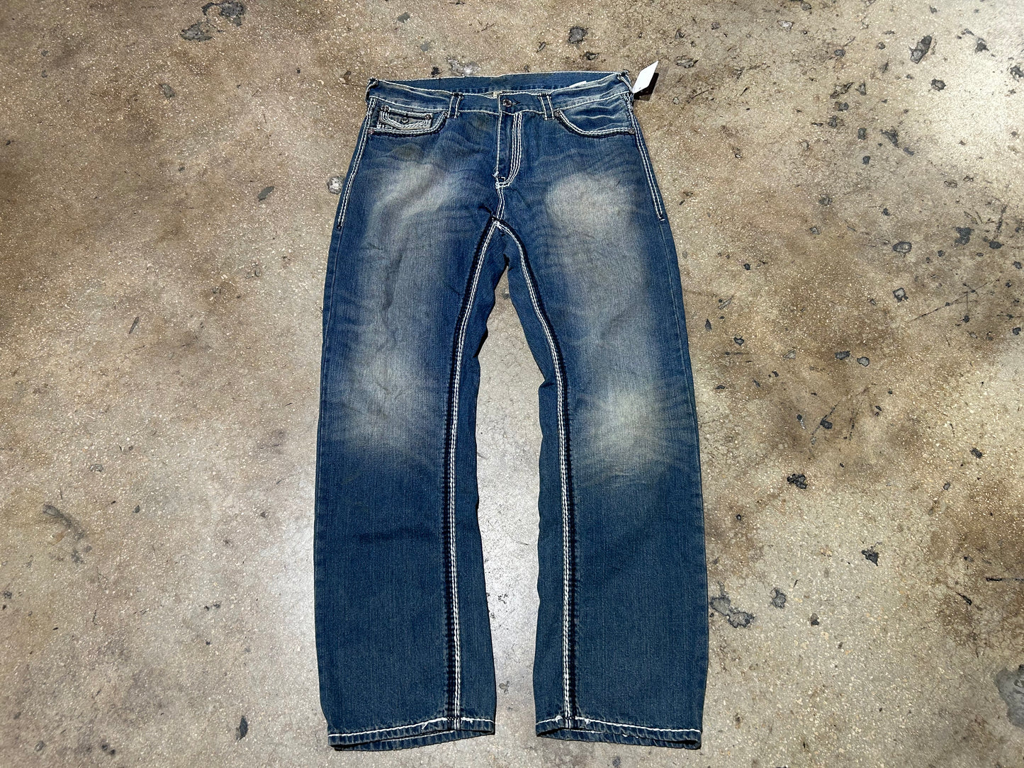 Tru Religion Contrast Stitching Jeans - Blue Size 38