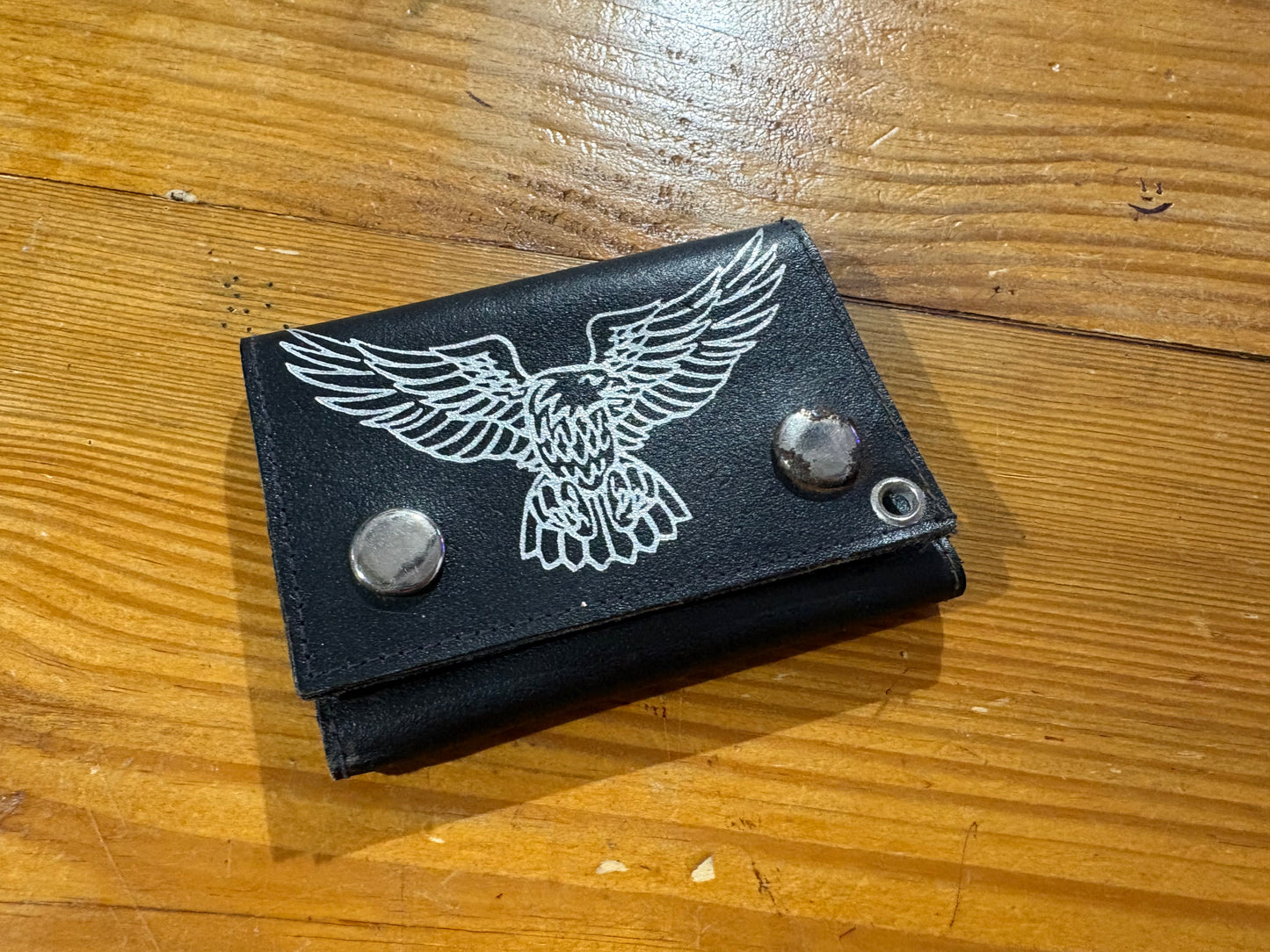 American Eagle Tri Fold leather Wallet - Black