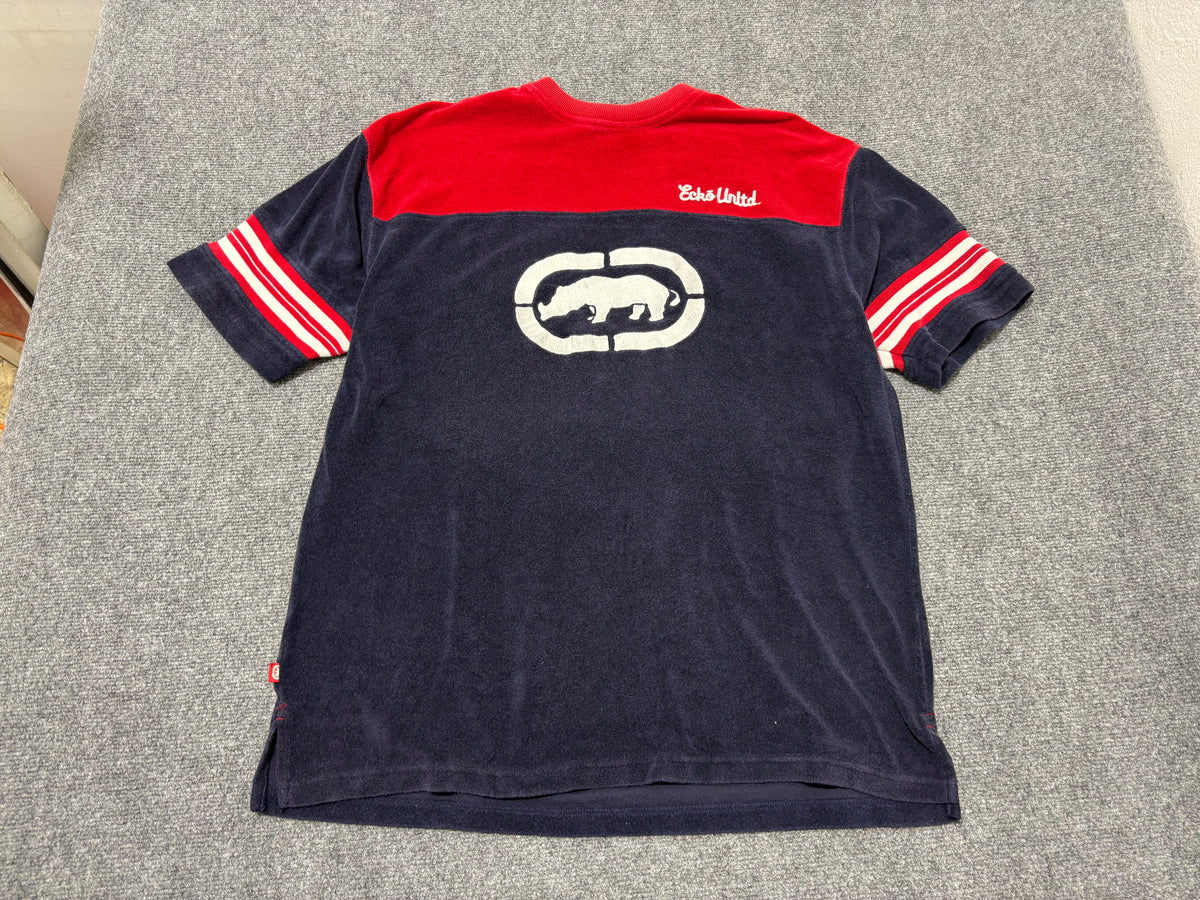 Ecko Unlimited Velour Shirt - Navy / Red Size Large