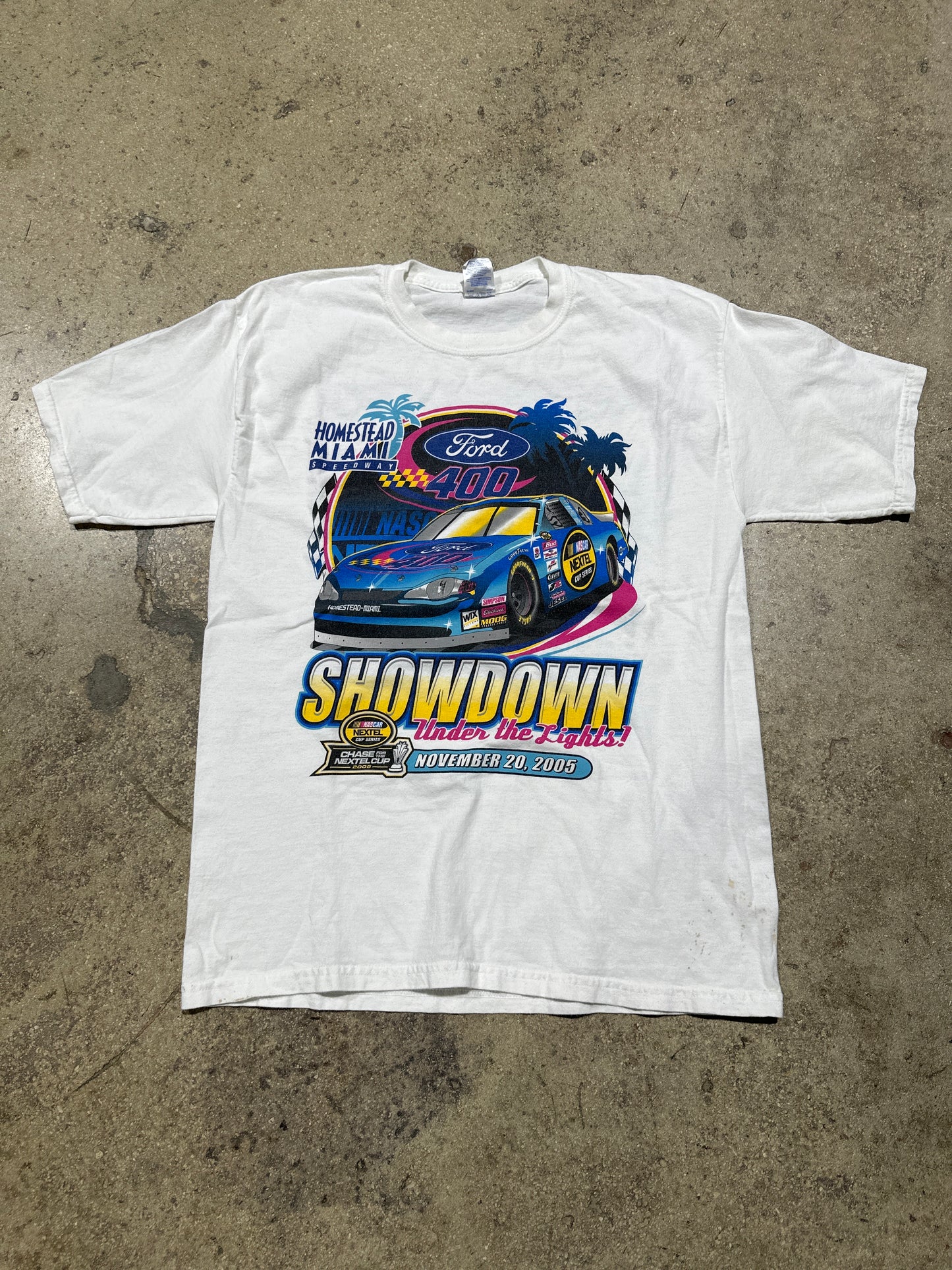 2005 Miami Speedway 400 Under Lights Tee - White/Blue Size Large