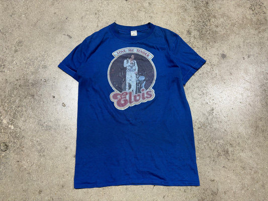 1977 Elvis Love Me Tender Tee - Blue Size Small