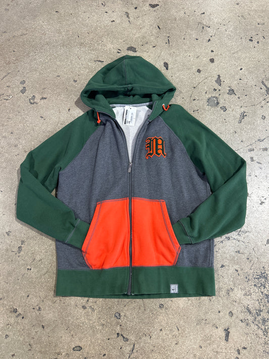 2010s Nike Chenille M Logo Zip Up Hoodie Size Large