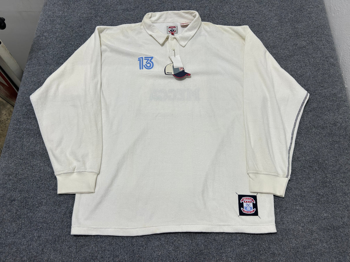 Mecca Velour Rugby Polo - White Size XXL