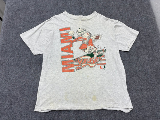 Distressed/ Thrashed Miami Hurricanes Tee - Grey Size XXL