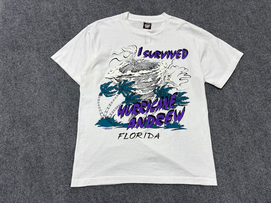 I Survived Hurricane Andrew Tee - White/Purple Size Large