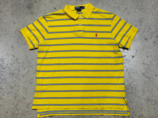 Polo Ralph Lauren Striped Polo Shirt - Yellow/Blue/White Size XL