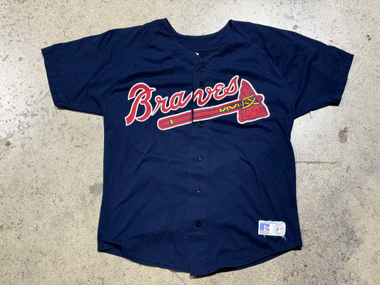 Russell Atlanta Braves Cotton Jersey - Navy Size Large