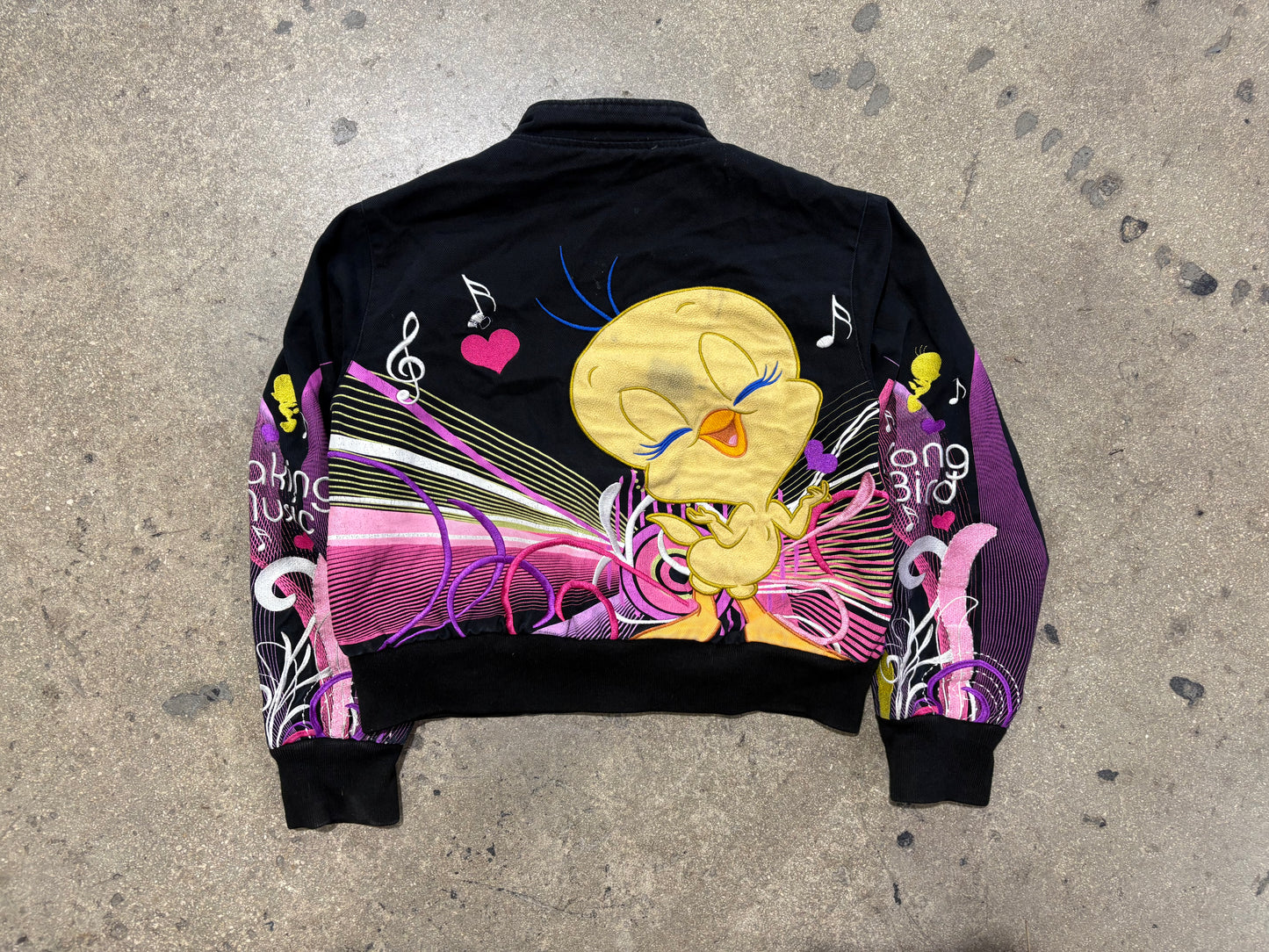 JH Design Tweety Racing Jacket - Black/ Pink Size Youth Large