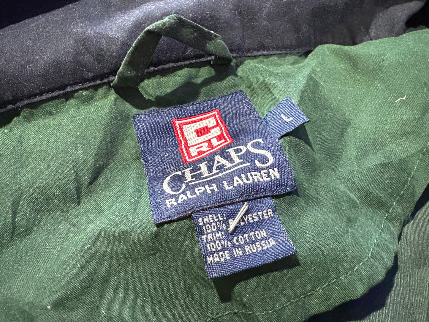 Chaps Ralph Lauren Quarter Zip Windbreaker Jacket - Green Size Large