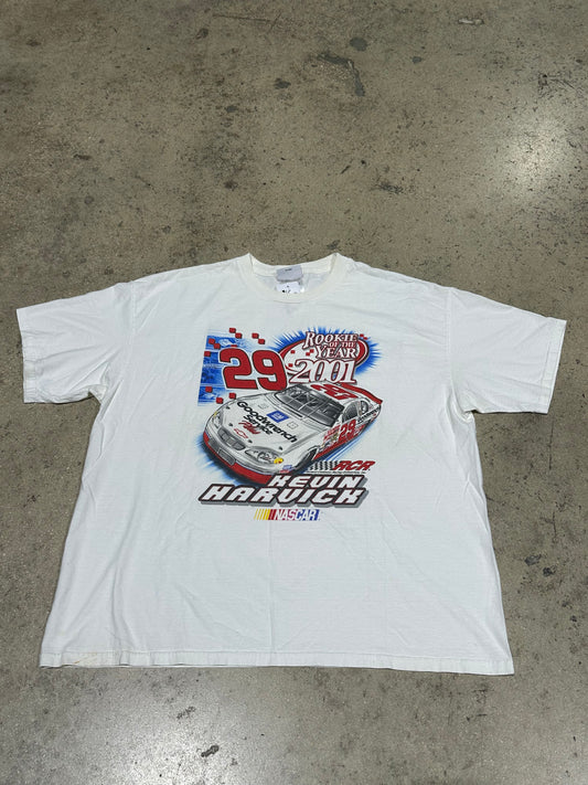 2001 Nascar Kevin Harvick Rookie Of The Year Tee - White Size XXL