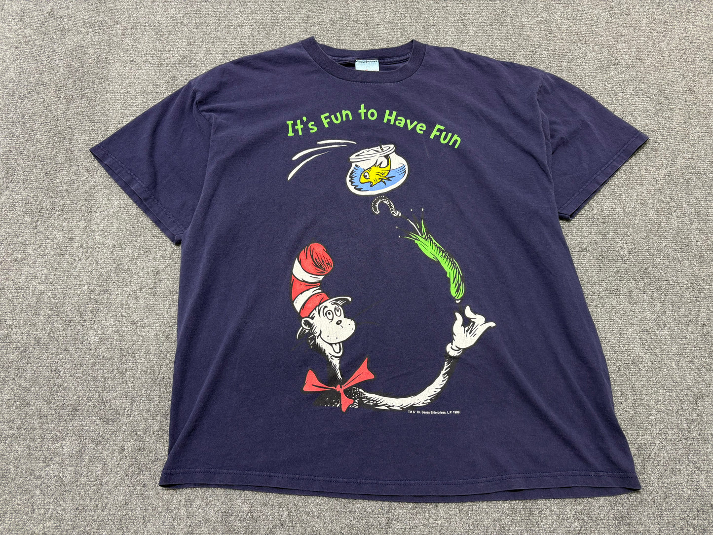 Dr. Seuss It's Fun To Have Fun Tee - Navy Size 2XL