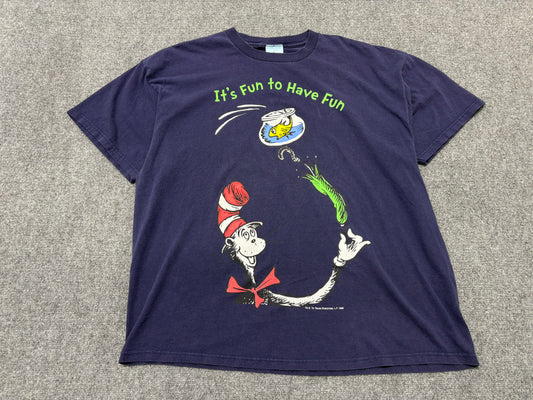 Dr. Seuss It's Fun To Have Fun Tee - Navy Size 2XL