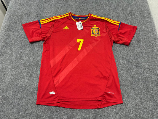 2008 Spain David Villa #7 Soccer Jersey - Red/Yellow Size Large