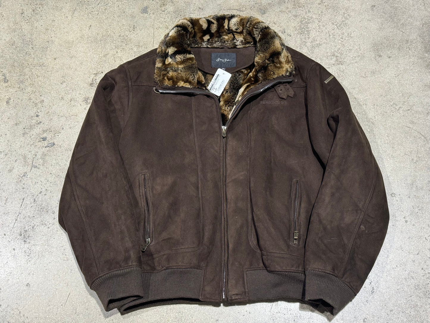 Sean John Faux Fur Jacket - Brown Size XXL