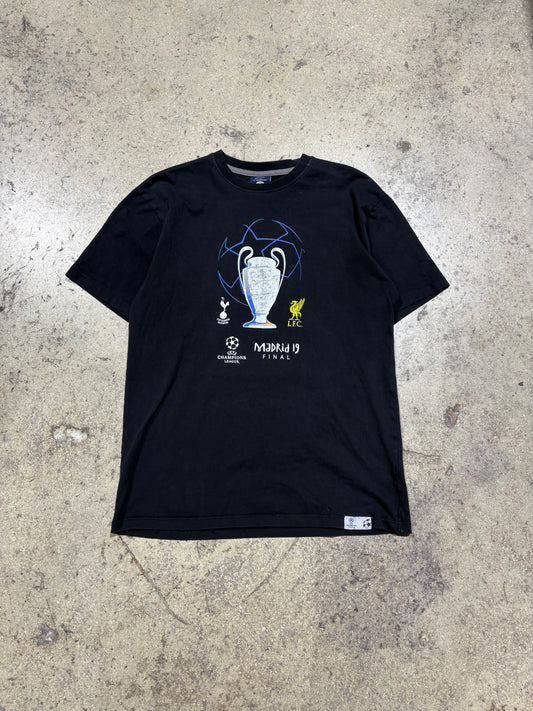 '19 UEFA Champions League Final Tottenham Hotspur Tee - Black Size Large (20.5x27)